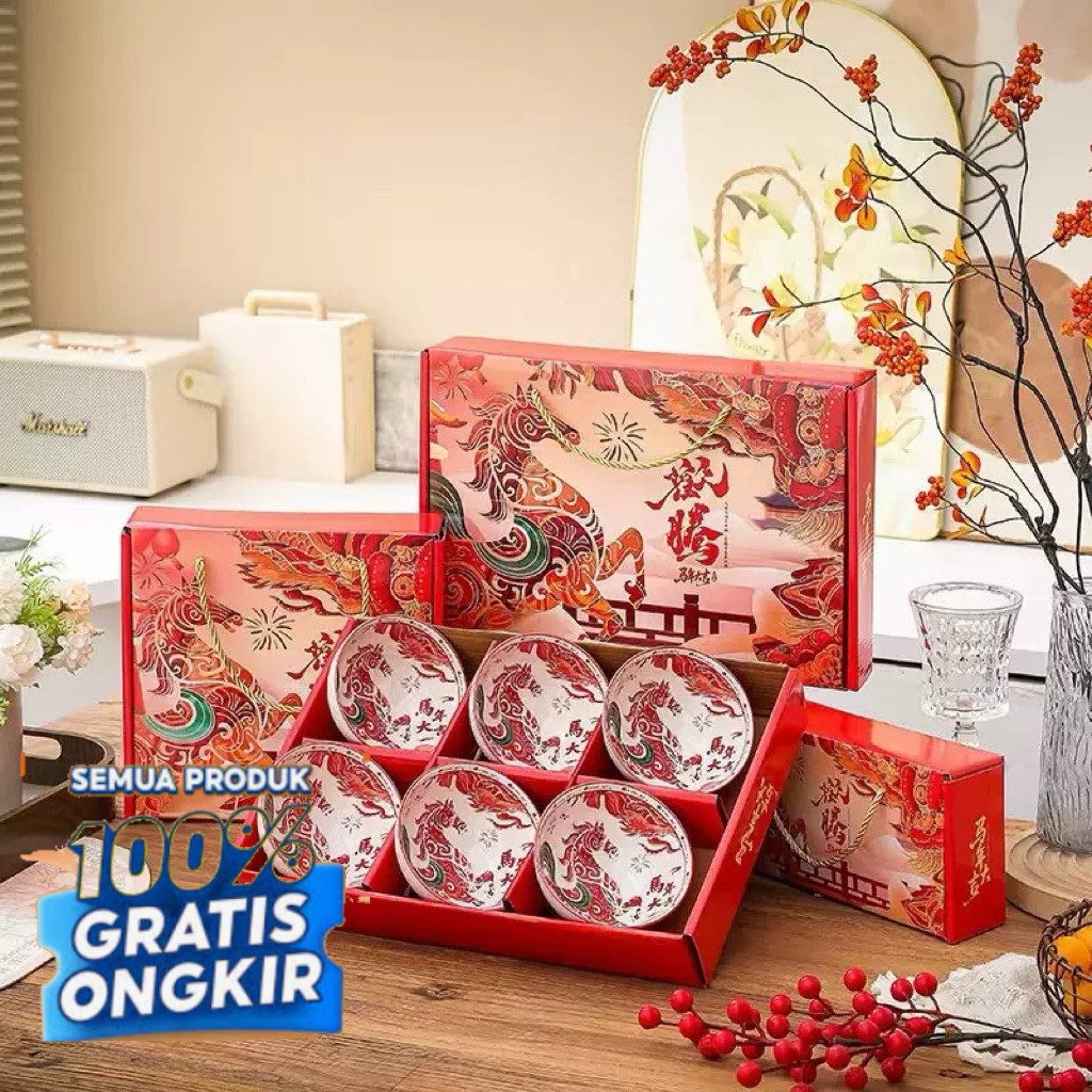 mangkok keramik Hampers Imlek Chinese New Year / Mangkok Set Premium Bowl Set / Mangkok Set Imlek / 