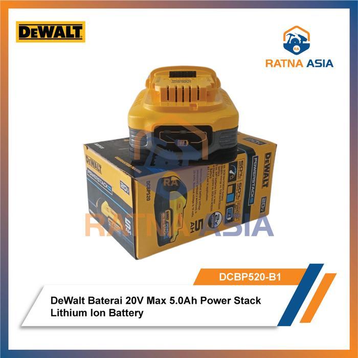 Dewalt Baterai DCBP520-B1 Powerstack 20V Max 5.0Ah Power Stack Lithium Ion Battery Dewalt DCBP520