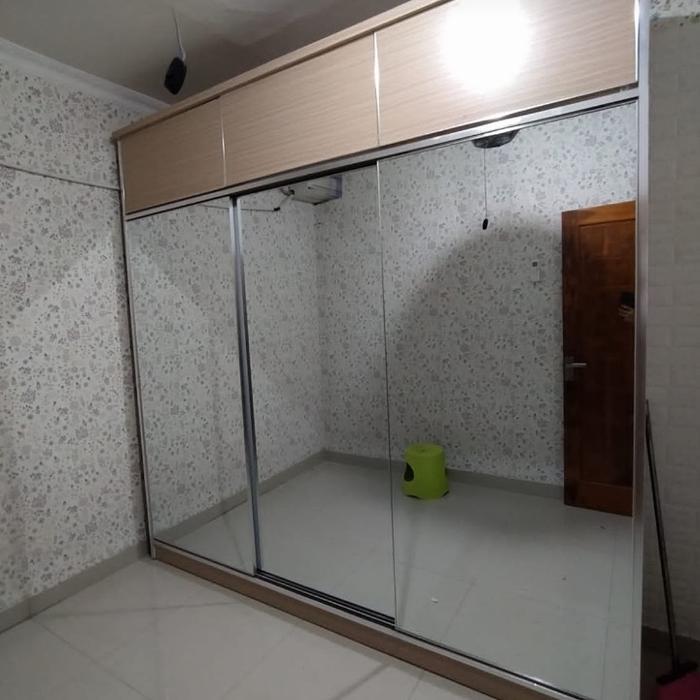 PROMO GASPOLL Lemari Pakaian Sliding Jumbo Full Kaca dengan Box Cabinet Bisa Custom