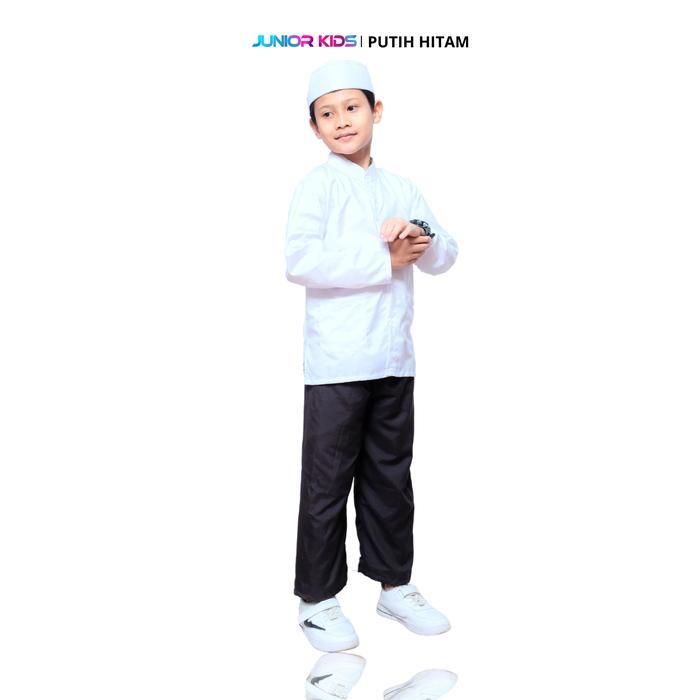[PROMO] Junior Kids - Daffi set Koko Hitam Putih Anak Laki Laki Usia 1-10 Tahun (Free Bonus peci Saa