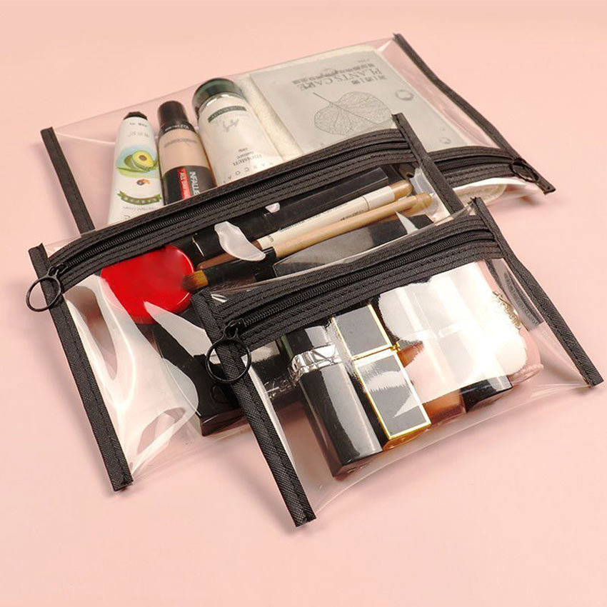DOM RACK Tas Kosmetik Mika Transparan PVC / Tas Travel Make Up Transparan Pouch Make Up Bening / Pou