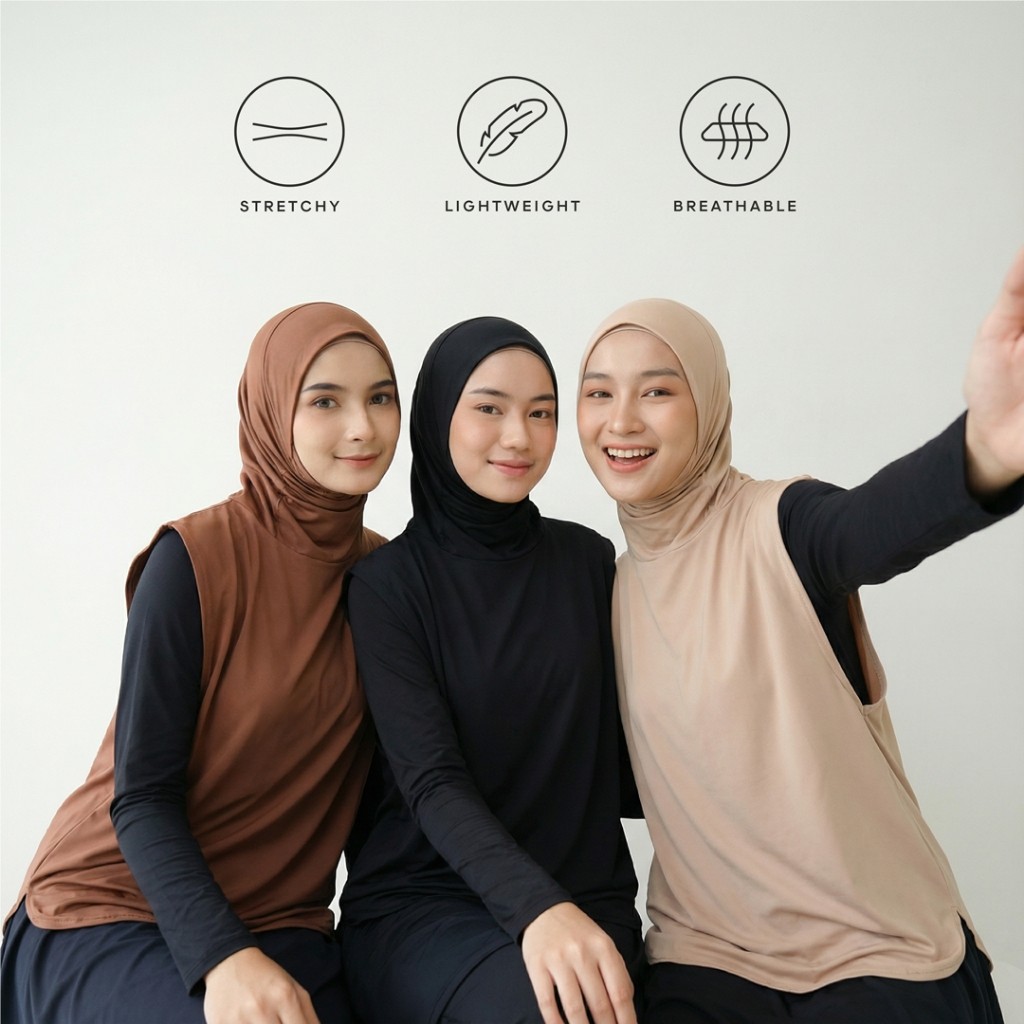Efana collection Hijab Abilla Outer Hijab Sport Olahraga Wanita Padel Tenis Outfit Renang