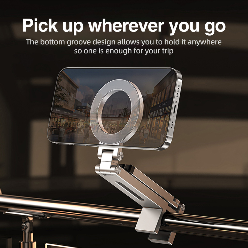Fonken Portable Magnetic Phone Holder Aluminum Alloy 360 Rotating Foldable Tripod for Travel/Car,Tra