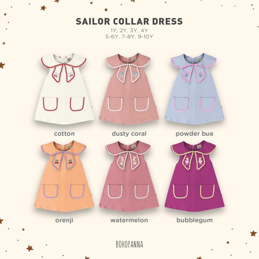 BOHOPANNA SAILOR COLLAR DRESS | DRESS ANAK | DRESS BOHOPANNA