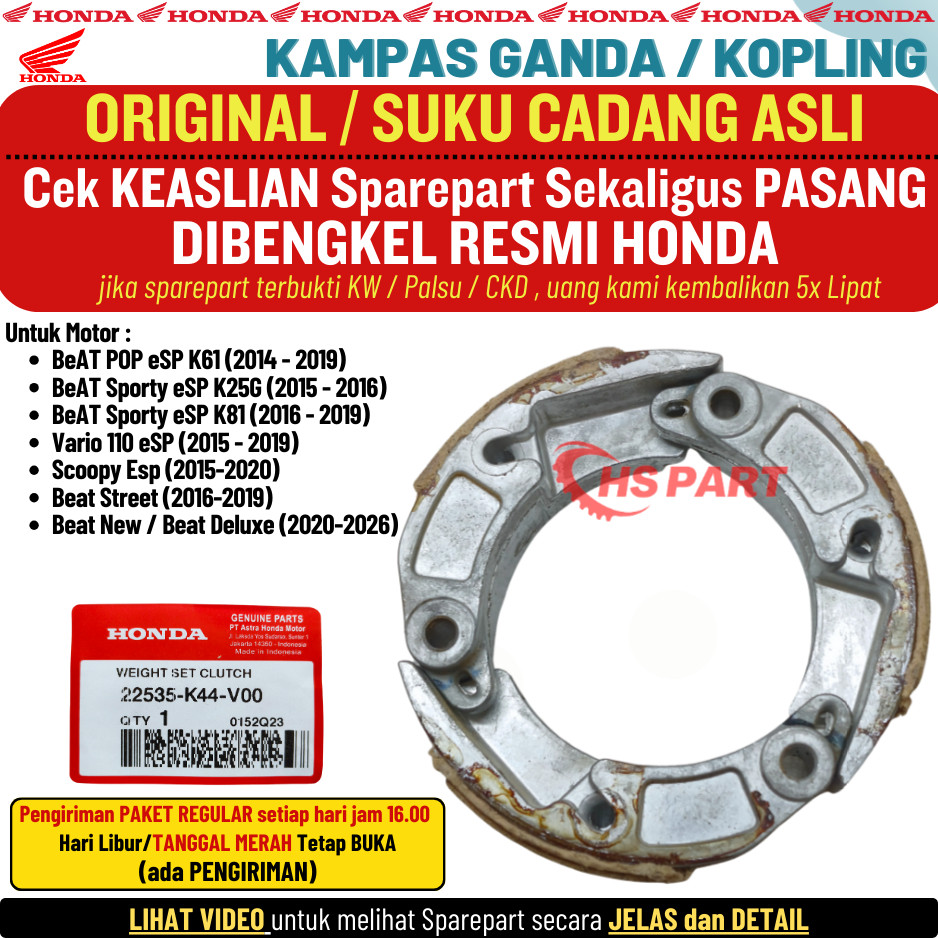 SUNMORNING    Kampas Ganda Otomatis Kopling Beat Fi Stater Halus Original Beat POP Scoopy Esp Vario 