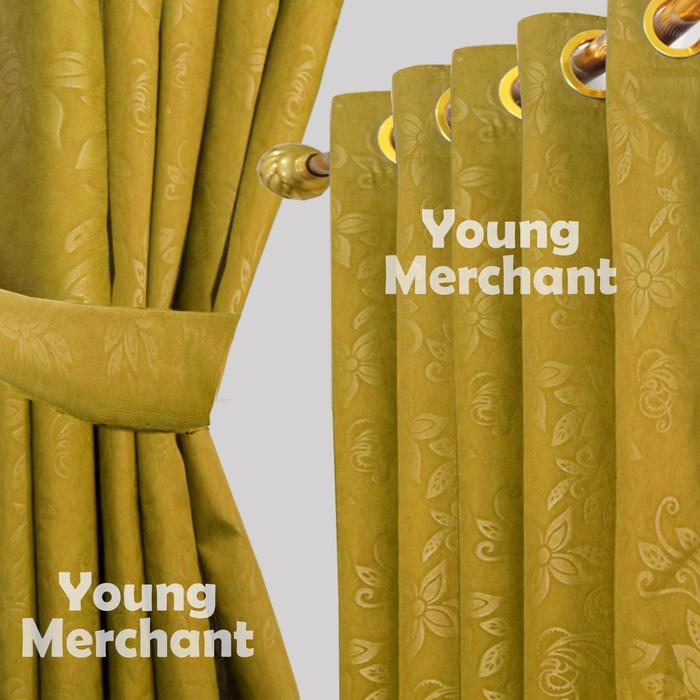 PROMO Harga Murah Gorden Pintu Jendela Polos Embos Smokering Abu Coklat Biru Pink Ungu Putih Maroon 