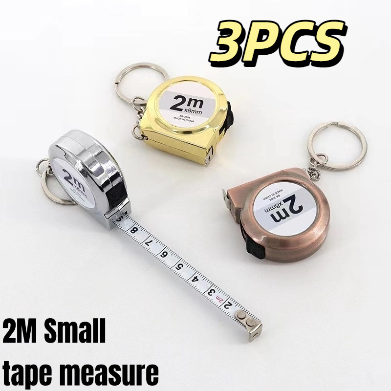 2M Mini tape measure Small household measuring tape retractable 2m Mild steel key chain tape measure