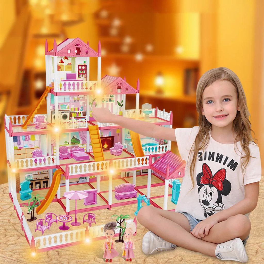 Rumah Mainan DIY Doll House Rumah Rumahan Anak Perempuan Mainan Perempuan Princess Rumah Boneka