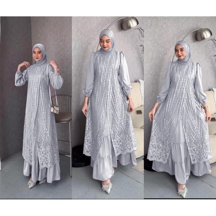 PROMO LEBARAN Gamis pesta Olivia pesta terbaru brokat tile valvet Premium gaun kondangan wanita musl