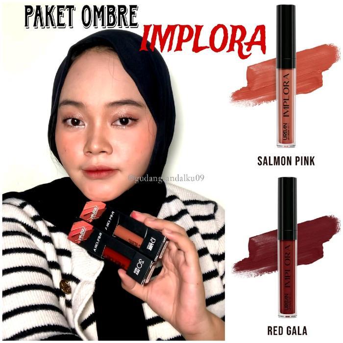 PAKET HEMAT OMBRE IMPLORA DUSKY NUDE & BROWN SUGAR Waterproof Gloss Lipstick  Kosmetik Bibir lip  ti