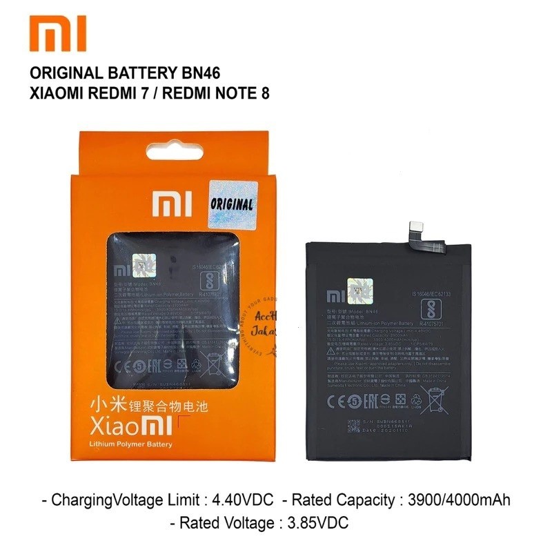 Baterai Xiaomi BN46 Redmi 7 / Batre Redmi Note 8 Xiaomi