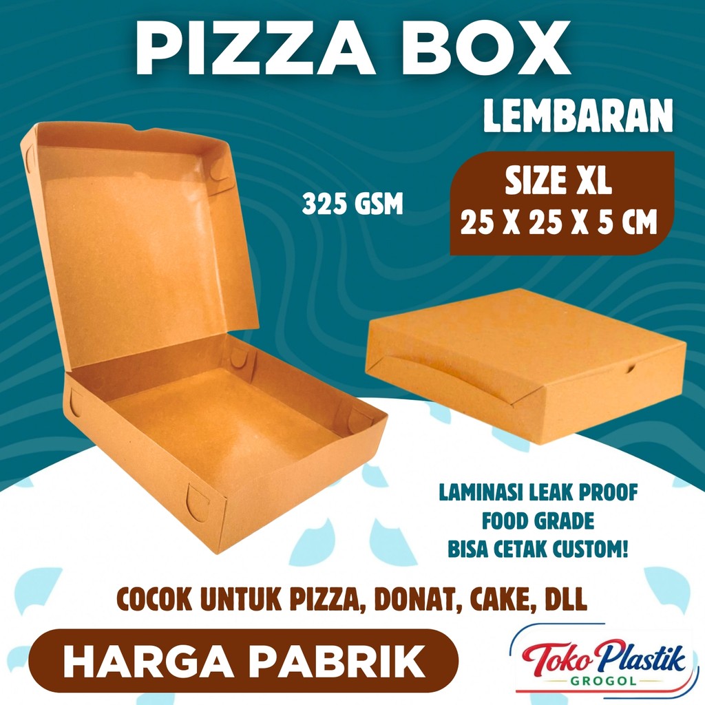 Box Kotak Pizza Ukuran 25x25x5 cm Bahan Kraft Gramasi 325 Gsm - Toko Plastik Grogol
