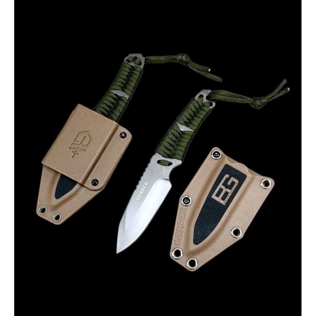 Pisau Outdoor Survival GERBER-Bear Grylls Style - Sarung Tactical (PS GB P1444-2)