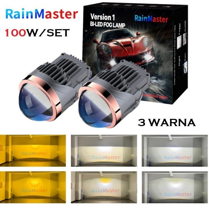 Lampu Biled Foglamp RAINMASTER 3 WARNA 3 inch 100W led kabut fog lamp mobil projector projie