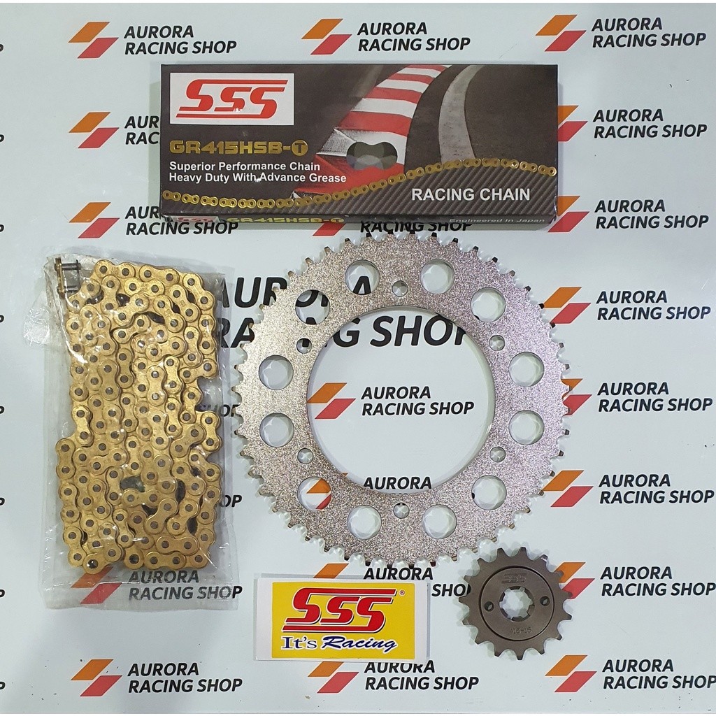 Gear Set 415 SSS R15 V3  / R15 V4 / Vixion R & Rantai SSS 415 Hsbt Gold