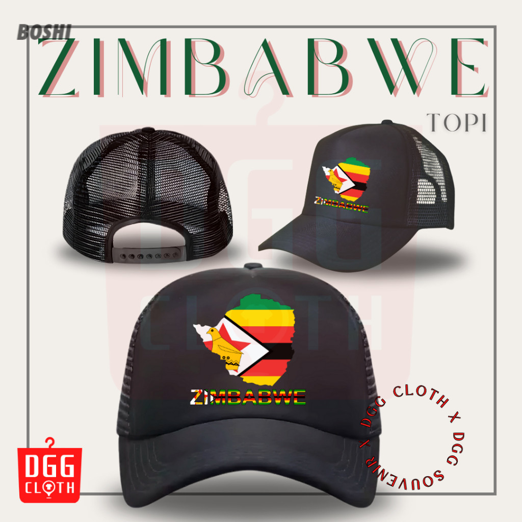 DGGCloth Topi Souvenir Negara Zimbabwe  - Topi Trucker Oleh Oleh Zimbabwe