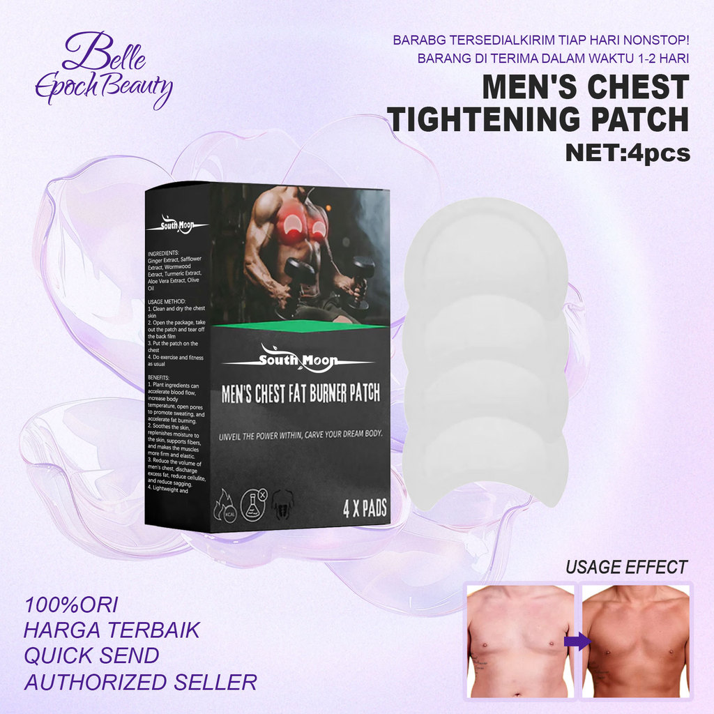 South Moon Men'S Chest Fat Burner Patch 4pcs - Koyo Pembakar Lemak Dada Pria Membakar Lemak Mengenca