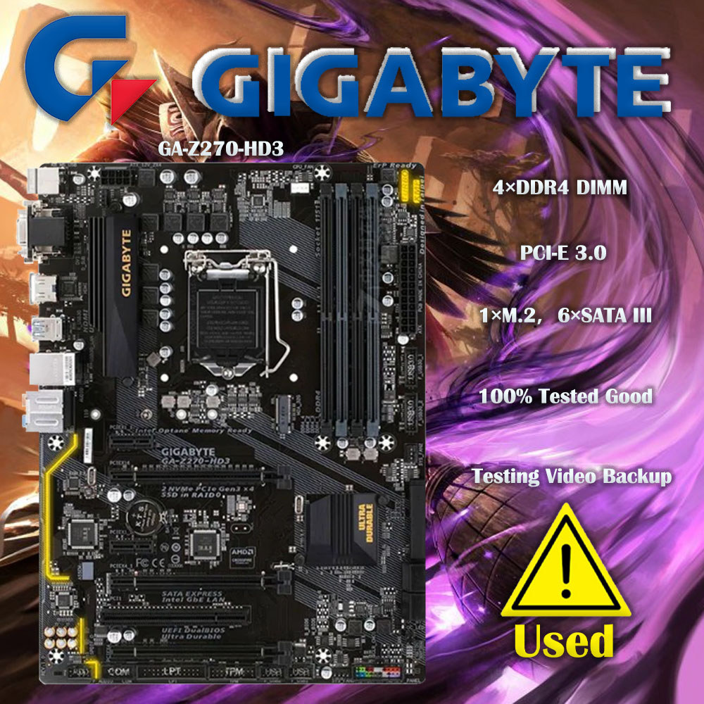 Gigabyte GA-Z270-HD3 Original Desktop Z270 Motherboard LGA 1151 DDR4 USB3.0 SATA M.2