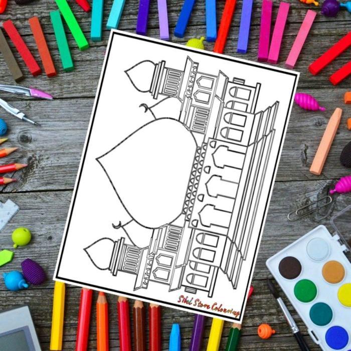 Kertas Mewarnai Gambar Anak Tema Masjid - Kertas Brief Card - A4