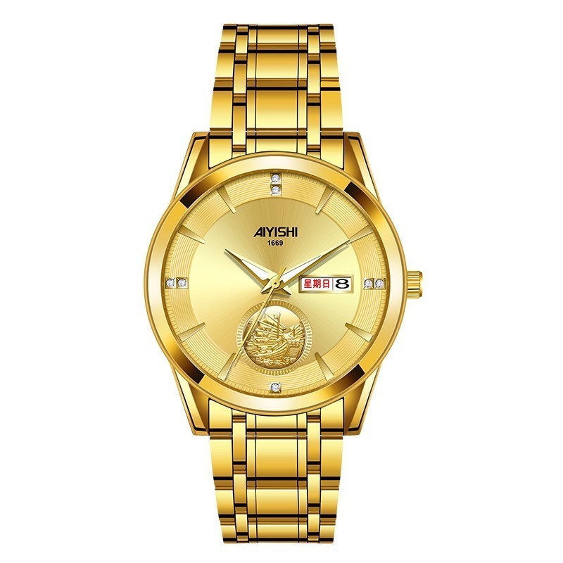 Jam Tangan Otomatis AYISHI 1669 Pria dewasa cowok terbaru Analog Stainless Steel Bercahaya Tanggal f