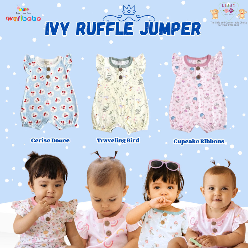 LIBBY Jumper Bayi Ruffle Motif IVY Romper Bayi-Pakaian  Bayi