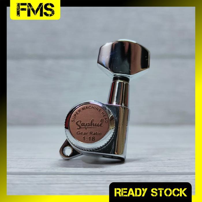 SAPHUE 1:18 Modern Locking Tuning Pegs Chrome L Side  Super Machine Head Tuner Dryer Peg Gitar Elekt