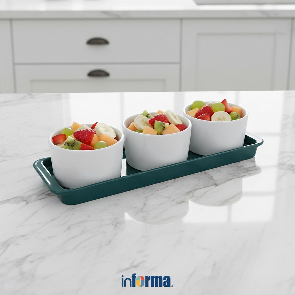 Informa Appetite Set 4 pcs Laeny Mangkuk Saji Dengan Nampan - Putih Mangkok Makanan Food Grade Wadah