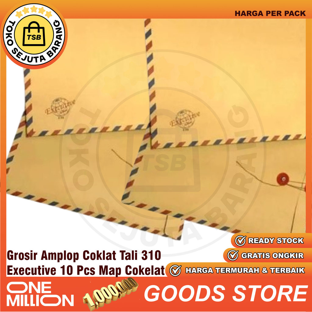 10 Pcs Amplop Coklat Tali Ukuran F4 Folio 310 Executive Kertas Kraft Samson Tebal Kuat Awet Brown En