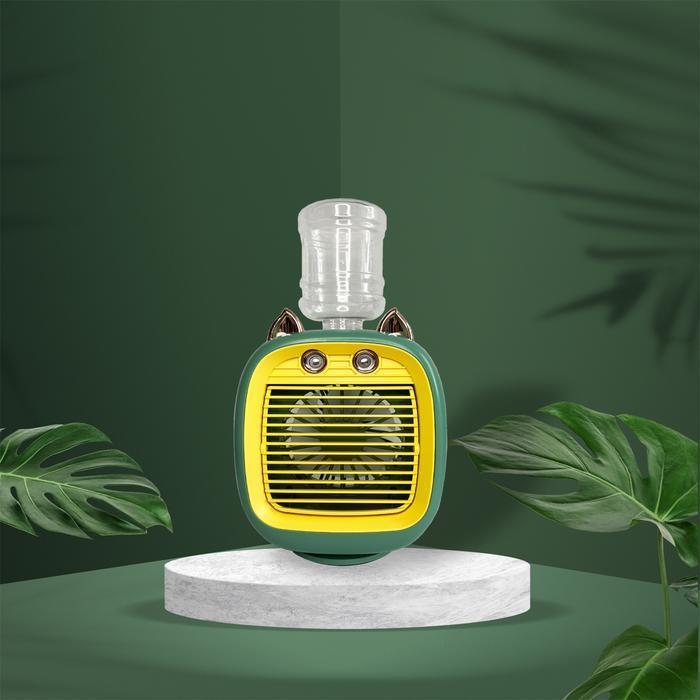 montiss8 Kipas Angin Mini Double Spray Fan Viral Galon Rotating Nano Mist 3-Speed Wind Karakter Fox 