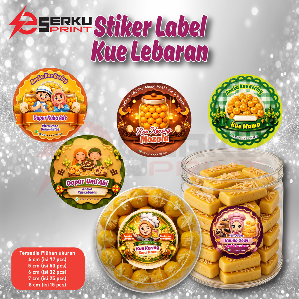 Stiker Toples kue Lebaran sticker idul fitri CUSTOM nama