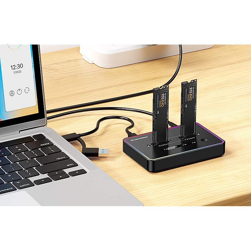 Blueendless DualBay offline clone M2 NVMe PCIE SSD docking station M2 SATA SSD reader 20Gbps USB32 T