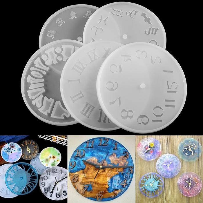 Cetakan Silikon Jam Dinding Clock Epoxy Resin Tray Mold - Angka Besar