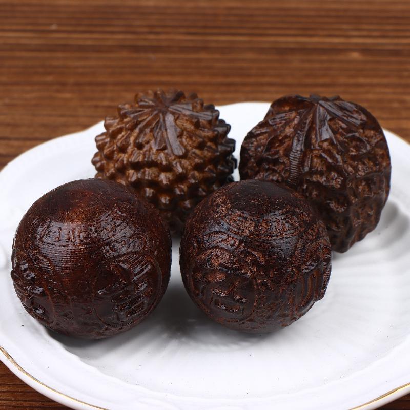 1Pair Sandalwood Handheld Ball Relief Waut Handheld Ball Massage Exercise Healthcare Plaything Hand-