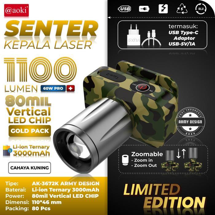 AOKI SENTER KEPALA ZOOM AK-3671A ARMY - WW 3672K ARMY