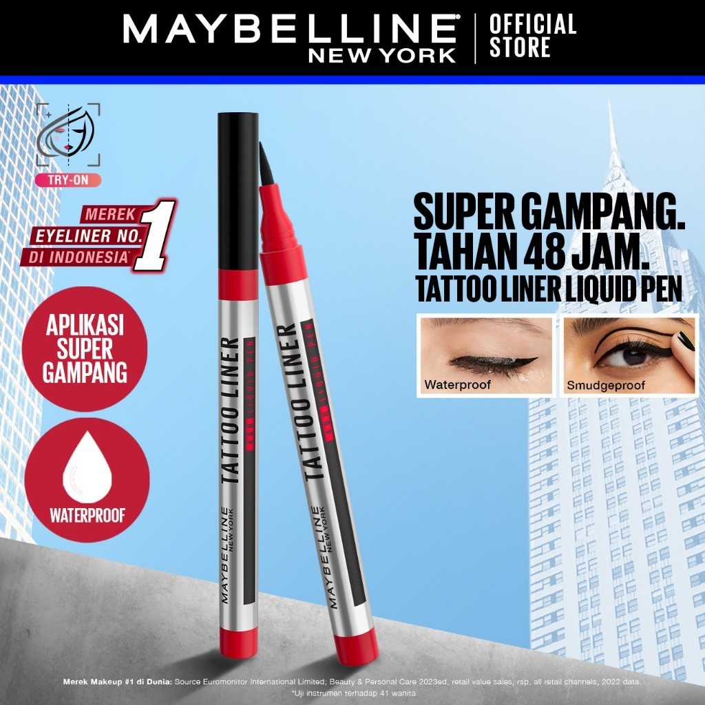 Maybelline Tattoo Liner Liquid Eyeliner 48H Waterproof Anti Air Smudge Proof Quick Dry