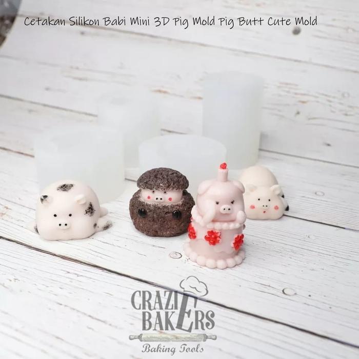 Cetakan Silikon Babi Mini 3D Pig Mold Pig Butt Cute Mold - Choux Pig