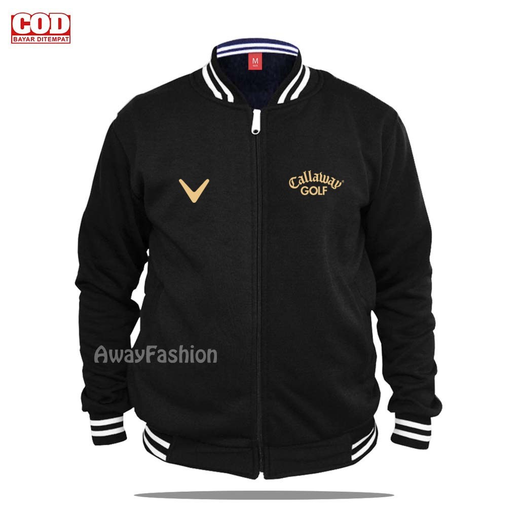 BISA COD Jaket Bomber Varsity Baseball Resleting Callaway | Keren | Text Gold Jaket Varsity Pria | B