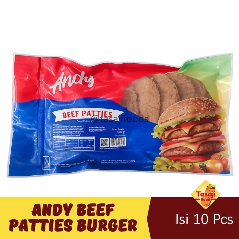 Andy Beef Patties Isi 10 pcs 500 Gram Burger Sapi  Freezy
