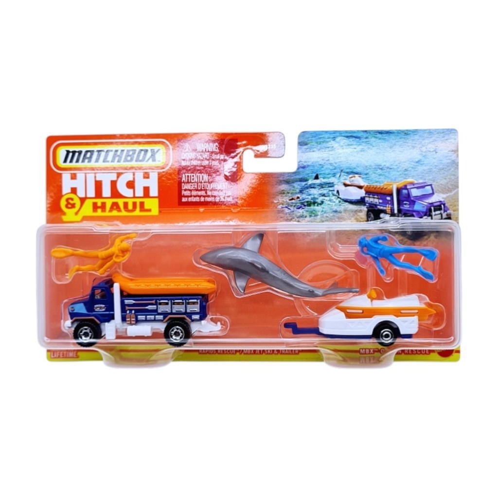 Matchbox Hitch & Haul Rapids Rescue MBX Jet Ski & Trailer - Diecast Truck Set Original Mattel - Main