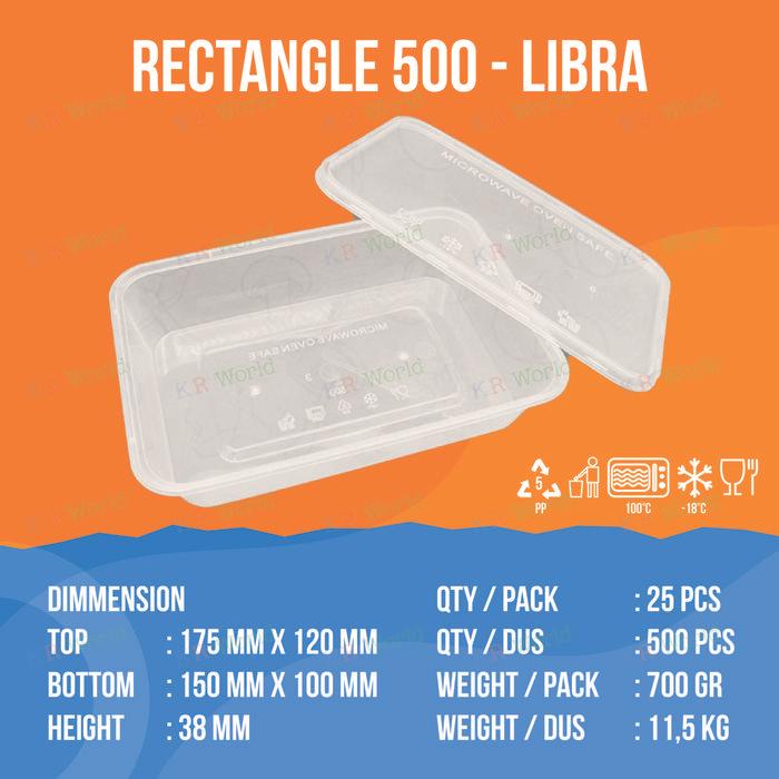 (PER DUS) THINWALL RECTANGLE 500 ML/KOTAK PLASTIK PER DUS ISI 500 PCS