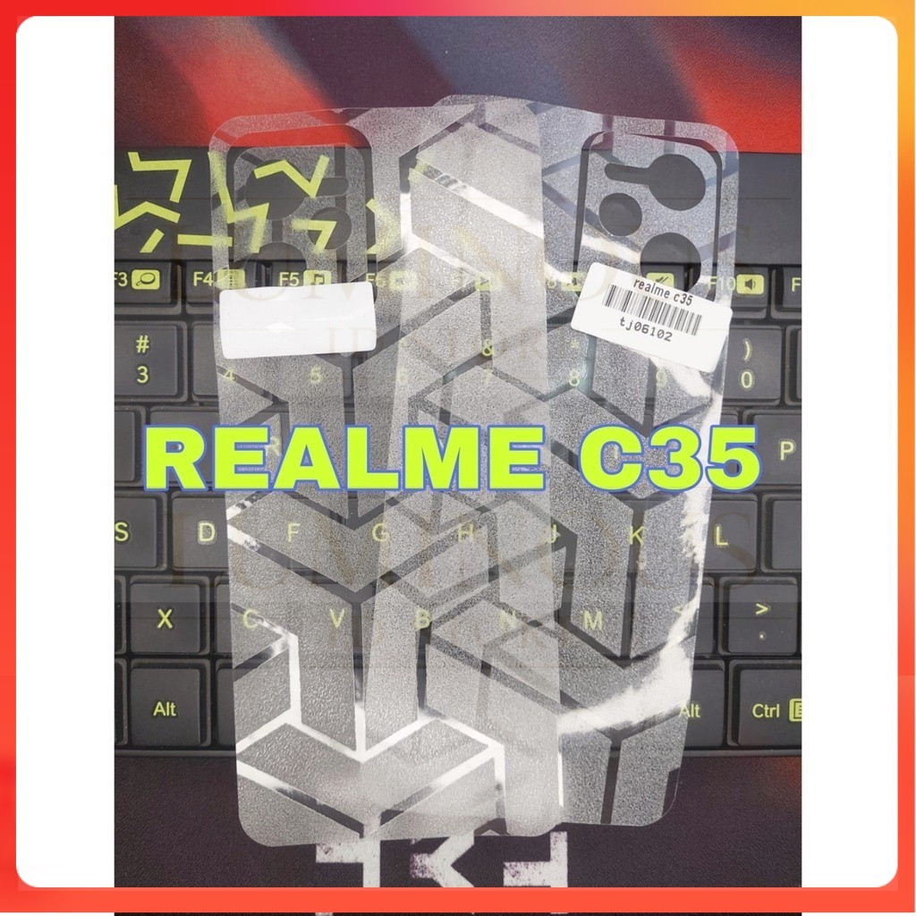 Skin Carbon Realme C35 Back Skin OPTIMUS Carbon Garskin Pelindung Belakang Handphone Anti Jamur Hp s