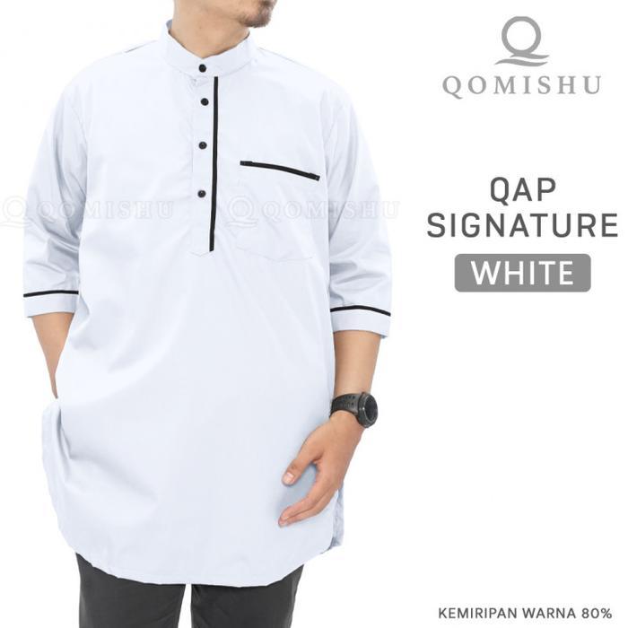 BIG SIZE Baju Koko Pakistan / Kurta Lengan 3/4 Gamis Pria XXL QAP 101 - Putih, XXL