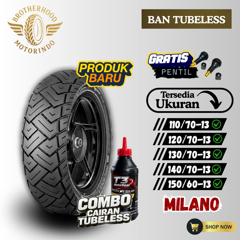 BAN ZENEOS MILANO RING 13 TUBELESS (110/70-13 / 120/70-13 / 130/70-13 / 140/70-13 / 150/60-13)  BAN 