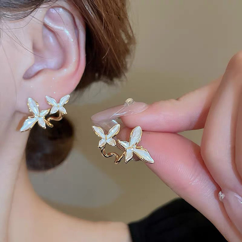 COD Anting Kupu Emas Lapis Ganda Kelas Atas Butterfly Anting Titanium Tusuk Tindik Telinga Wanita