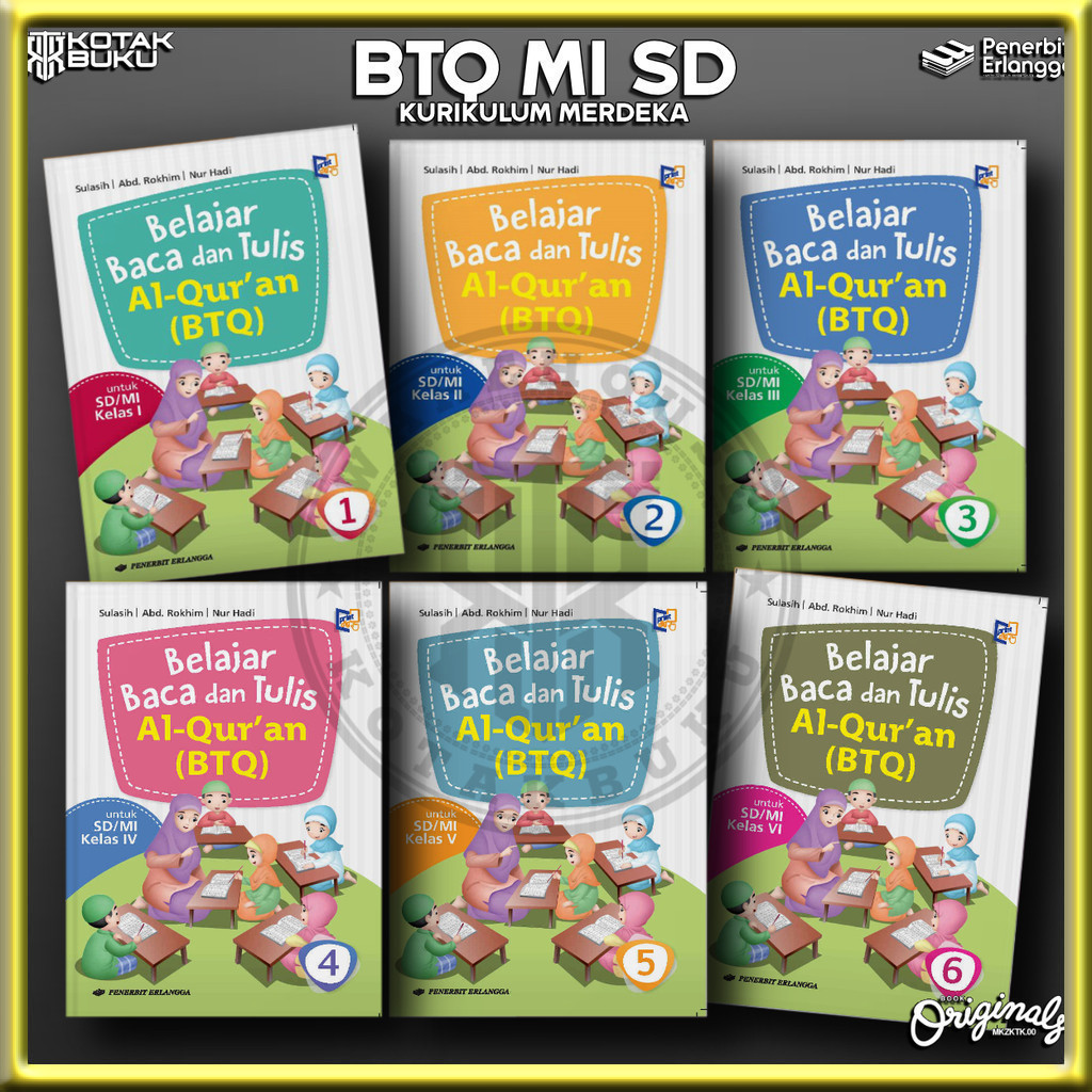 [ Erlangga ] Buku  Belajar Baca Dan Tulis Al-quran / BTQ Kelas 1 2 3 4 5 6 SD MI / BTQ SD