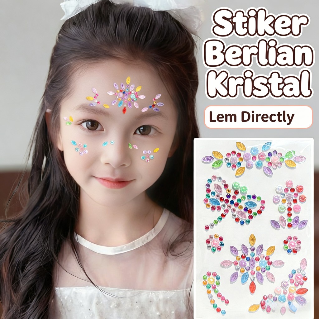 Stiker Berlian / Kristal Anak Warna-warni - Langsung Tempel Tanpa Lem untuk DIY, Hiasan Wajah & Scra