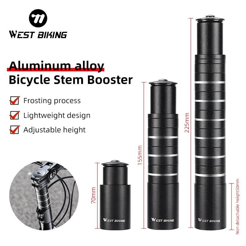 WEST BIKING Peninggi Stem Sepeda yang Dapat Disesuaikan, Terbuat dari Paduan Aluminium yang Tahan La