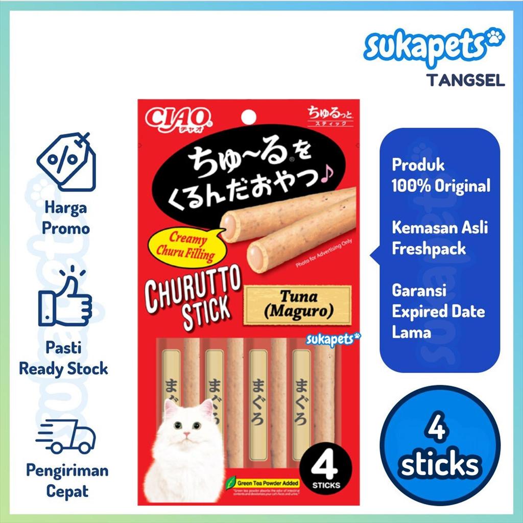 Ciao Churutto Stick Maguro Formula Snack Kucing 4 Sticks