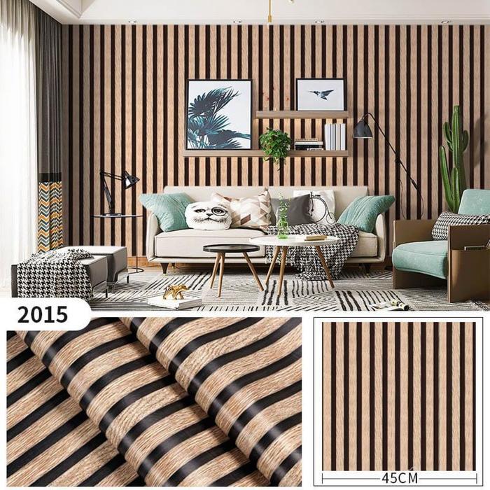 TRIPVIBE Wallpaper Stiker Dinding Motif WOOD Panel 45cm x 10m Dekorasi - wood panel 2015