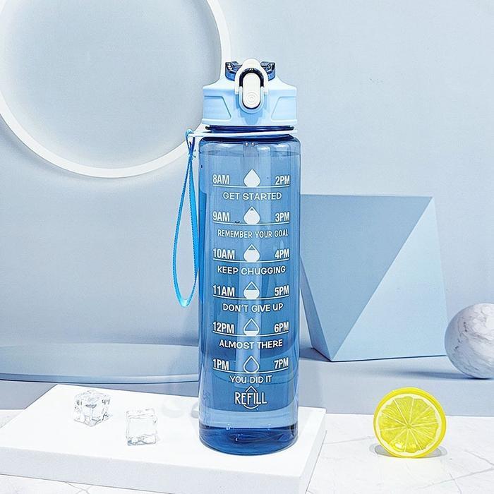 [SHE LASH MOU] B-02 Botol Minum 1 Liter Bening Transparan / Botol Air Minum Anak Sekolah Sedotan Ant